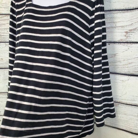 Chico’s Women’s Striped Black White Long Sleeve Top Size 3 (XL) Cotton Modal Ble - Picture 3 of 9